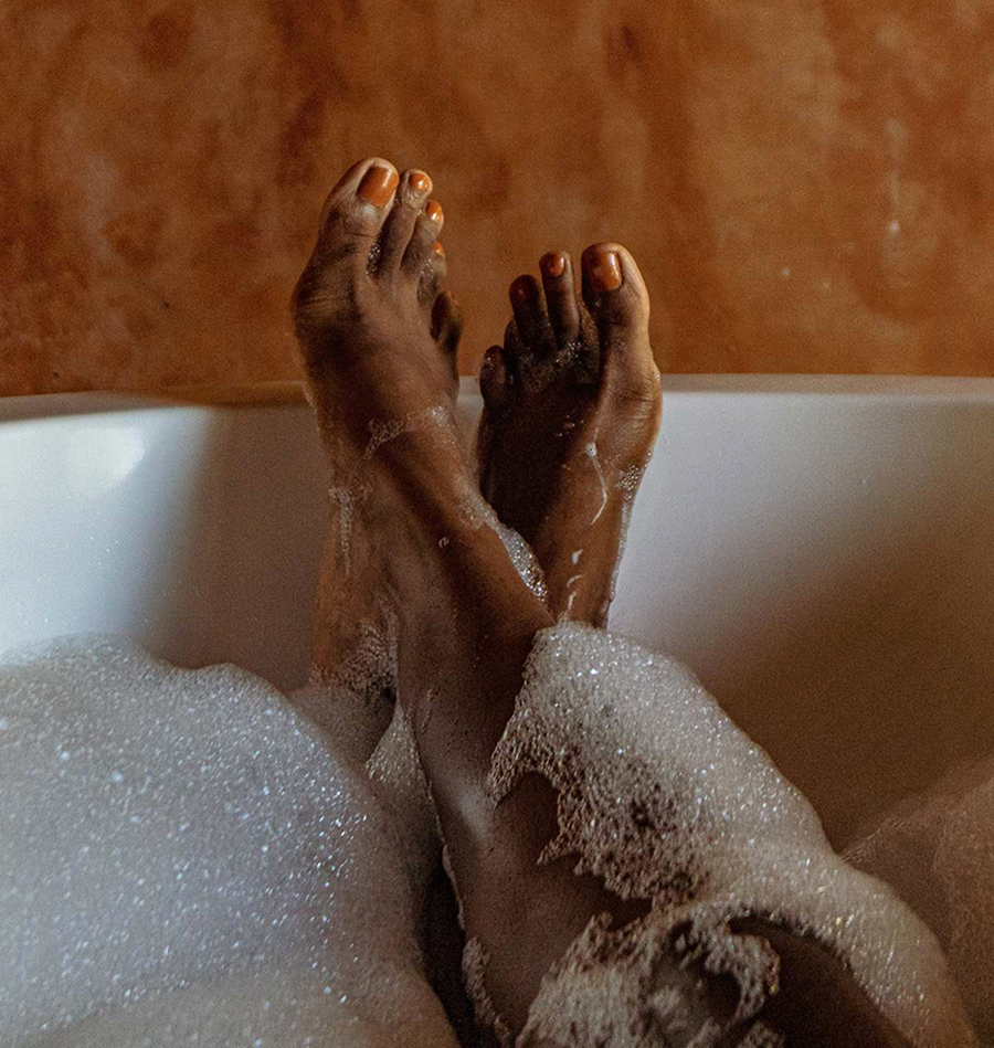 bathtub view of feet